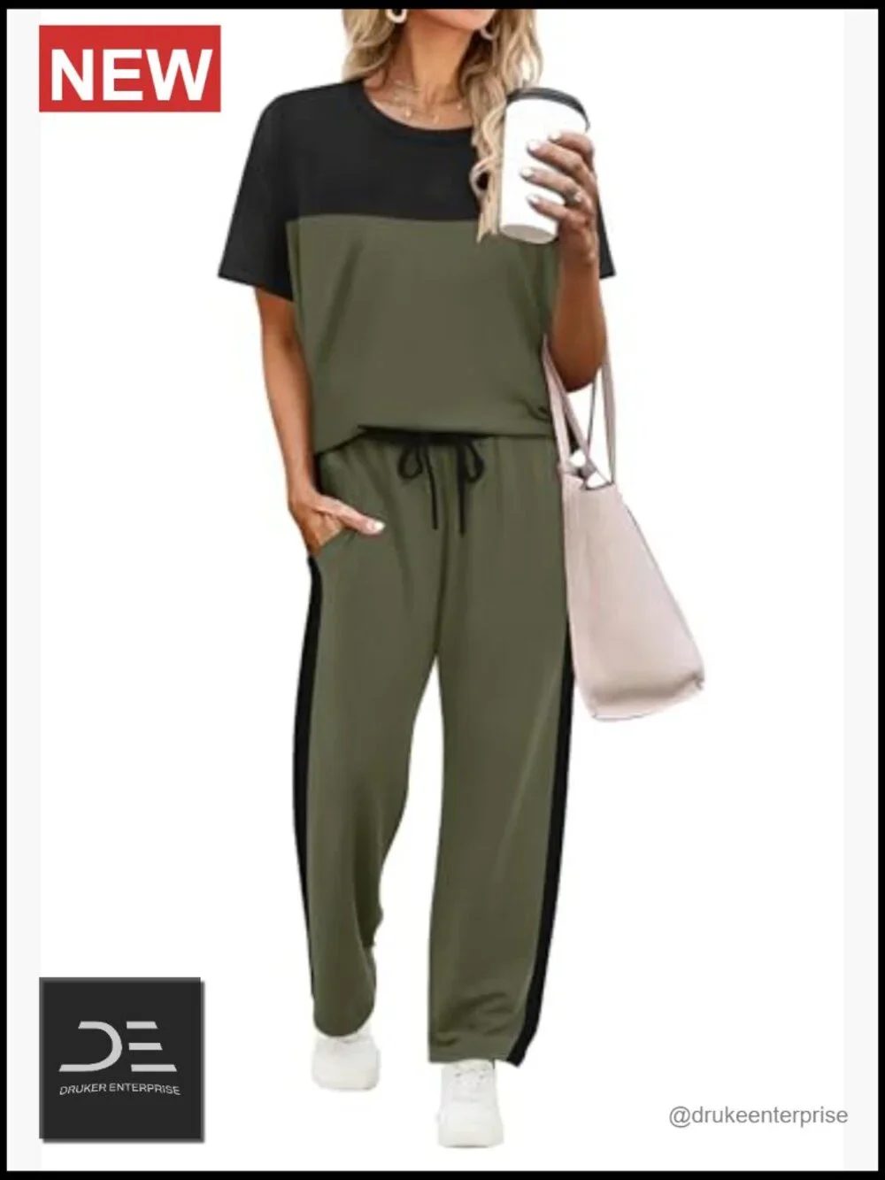 Women's 2 Piece Lounge Set - Wide Leg Pants Set - Matching Outfit